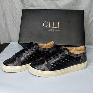 G.I.L.I. Sneakers Lace-up Perforated Adalie Black Shoes Women's Size 5M NIB NEW